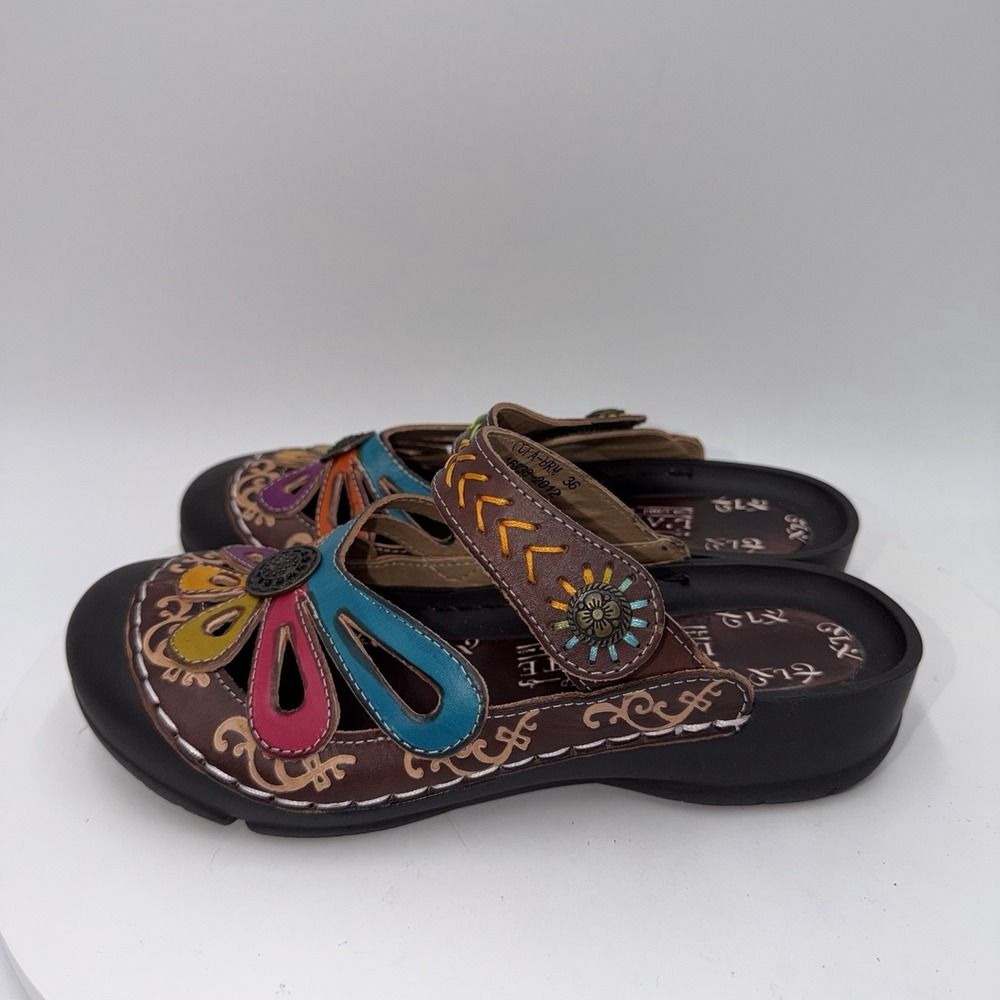 Spring Step L'Artiste Women's 5.5-6 EU36 Leather Copa Mary Jane Clogs Sandals